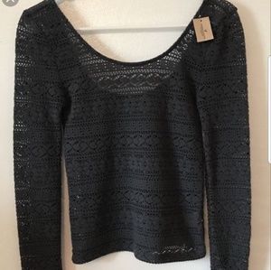 American Eagle Crochet Lace Crop Sweater